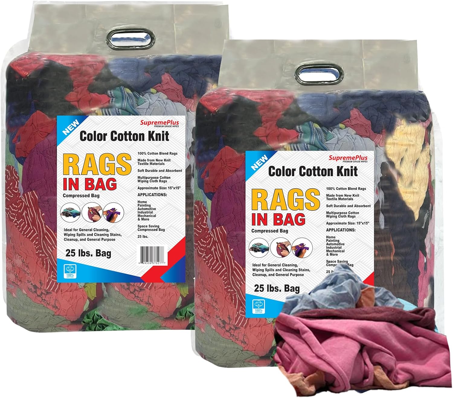 Premium Color Knit Cleaning Rags (25 lbs. Bag - Pack of 2) – Shop Rags Bulk for Workshops