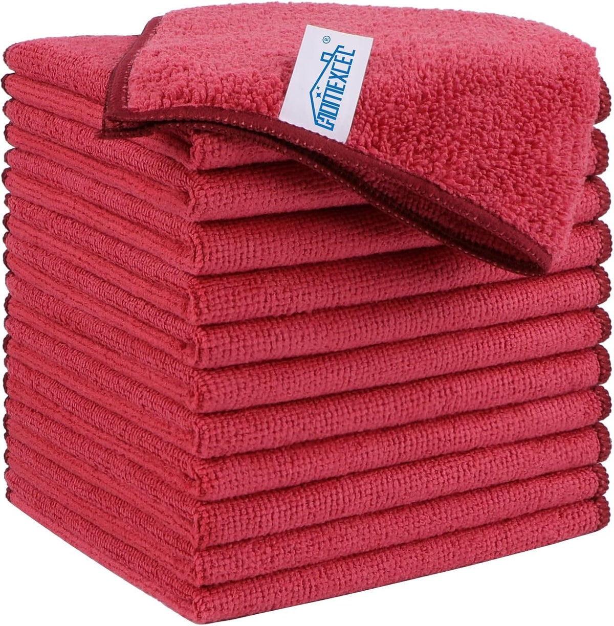 HOMEXCEL Red Microfiber Cleaning Cloth, 12 Pack Premium Microfiber Towels for Cars, Lint Free