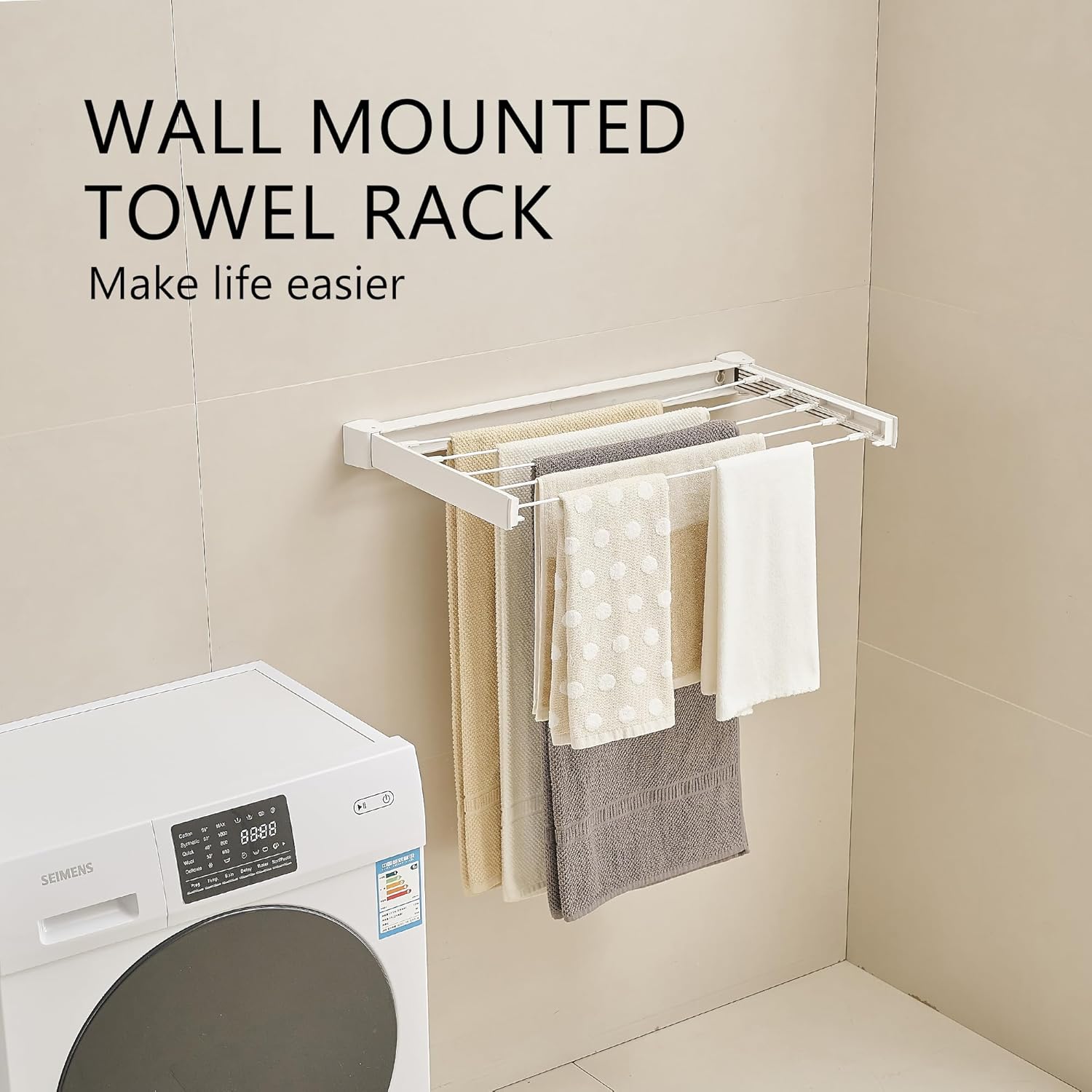 JOOM Laundry Drying Rack Collapsible, Wall Mounted Drying Rack, Clothes Drying Rack, Retractable