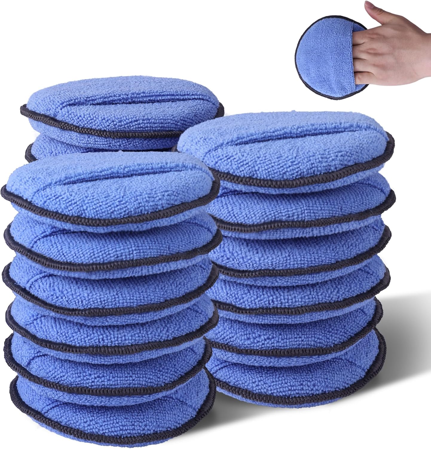 WORKPRO 18-Pack Car Wax Applicator Pads with Finger Pocket, Microfiber Soft Foam Polishing Pads for