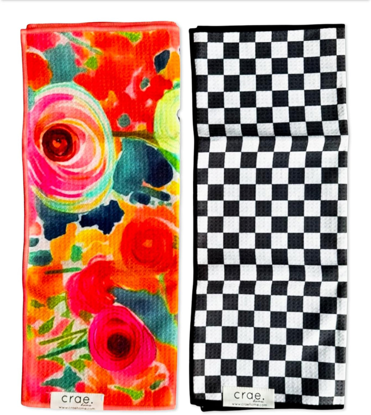 2 Double Sided Microfiber Hand Towels, 17x27 Inches Waffle Design Kitchen Towels Set, Durable &