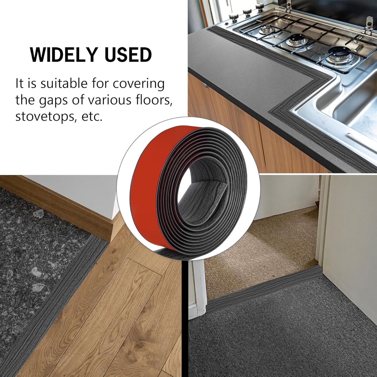 5Ft Floor Transition Strip Self Adhesive Vinyl Cover Floor Strip Flat Divider Transition Strip Wood