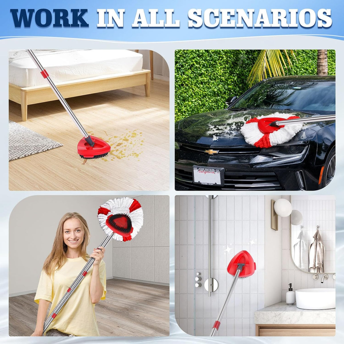 4 Packs Spin Mop Replacement Heads Compatible with Oceda RinseClean 2-Tank System, 30-58" Mop
