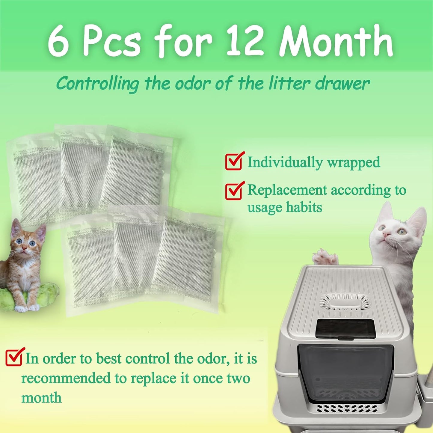 Activated Charcoal Odor Absorber Bags Compatible with OKSOTY Stainless Steel Cat Litter Box