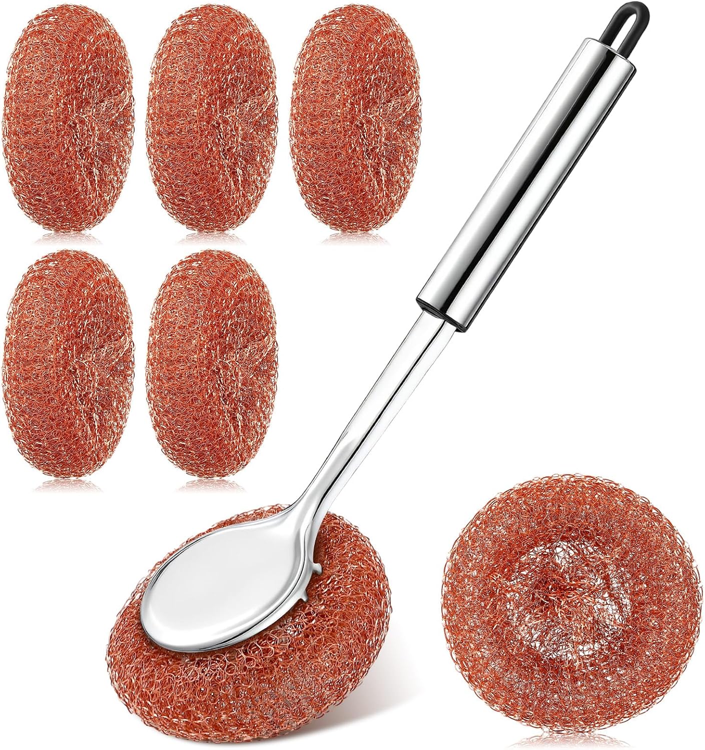 5 Pcs Copper Coated Scourers Copper Scrubbing Pads Scouring Pads 1 PC Steel Wool Scrubber Dish