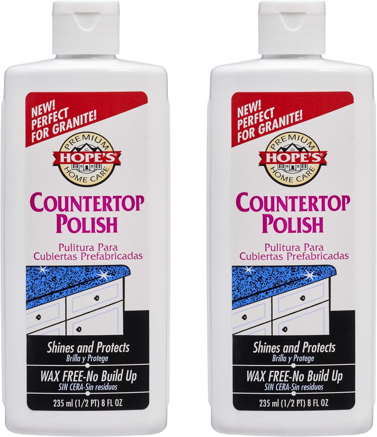 HOPE'S Countertop Restoration Polish, Streak-Free Kitchen Counter Cleaner, No Buildup Countertop