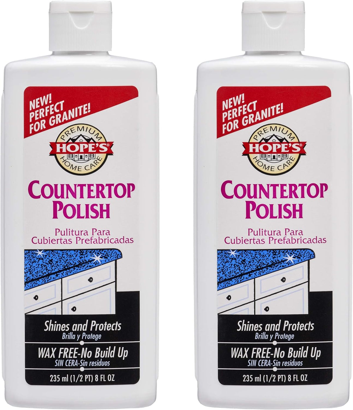 HOPE'S Countertop Restoration Polish, Streak-Free Kitchen Counter Cleaner, No Buildup Countertop