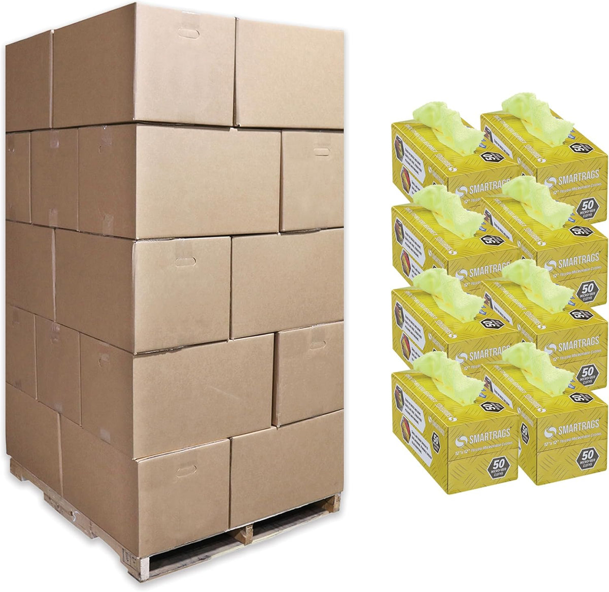 Arkwright Smart Rags in Box - (Pallet of 14400) Lint Free Microfiber Cleaning Cloth, Scratch &
