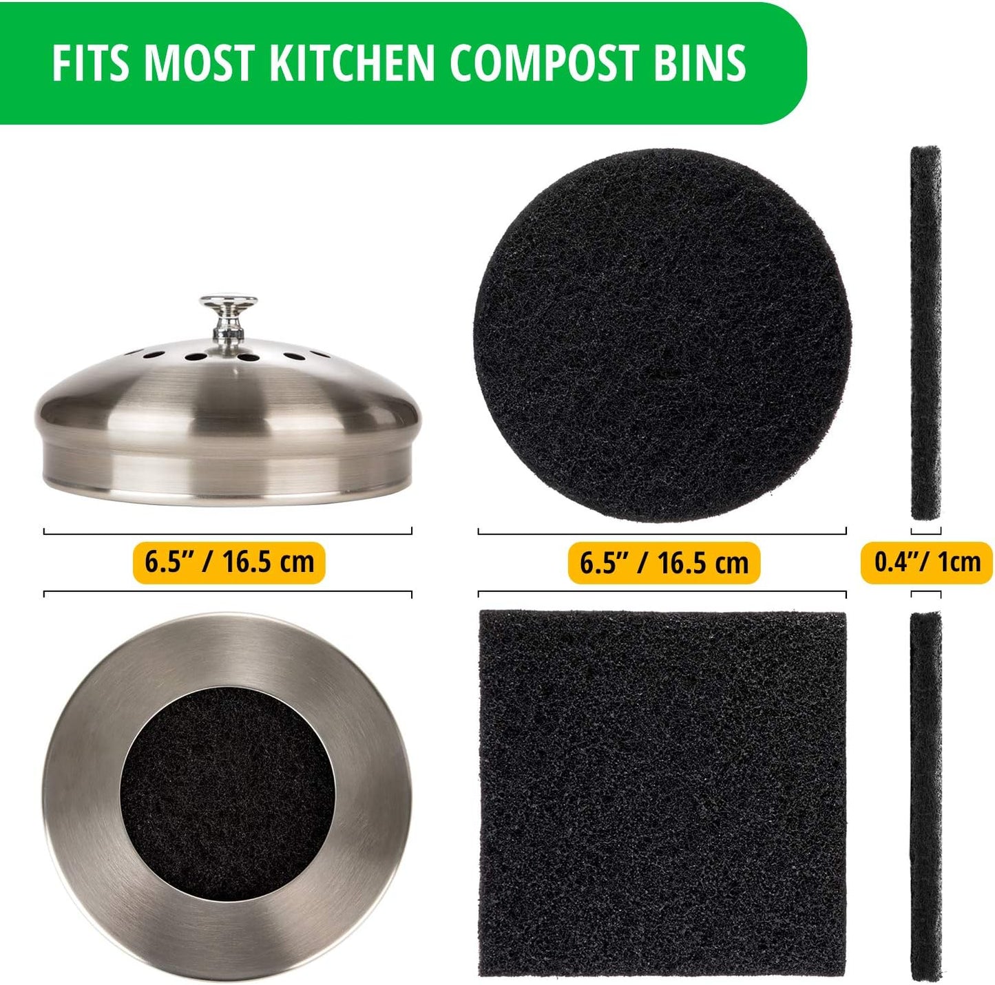 Epohpeek Compost Bin Filters Charcoal - Filter Replacement for Kitchen Pail Composter, 12 Pack