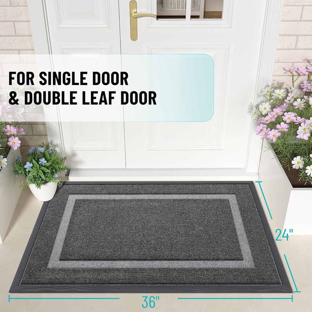 OLANLY Front Door Mat Indoor Outdoor Entrance, Waterproof All-Season, All-Weather Doormat, Sturdy