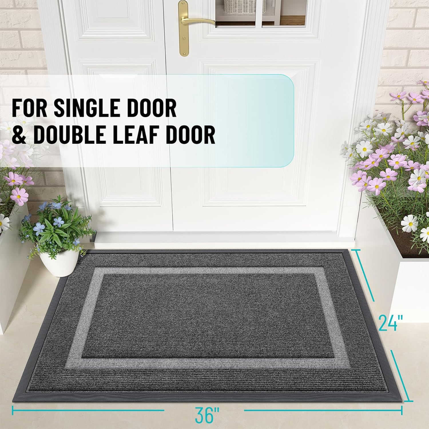 OLANLY Front Door Mat Indoor Outdoor Entrance, Waterproof All-Season, All-Weather Doormat, Sturdy