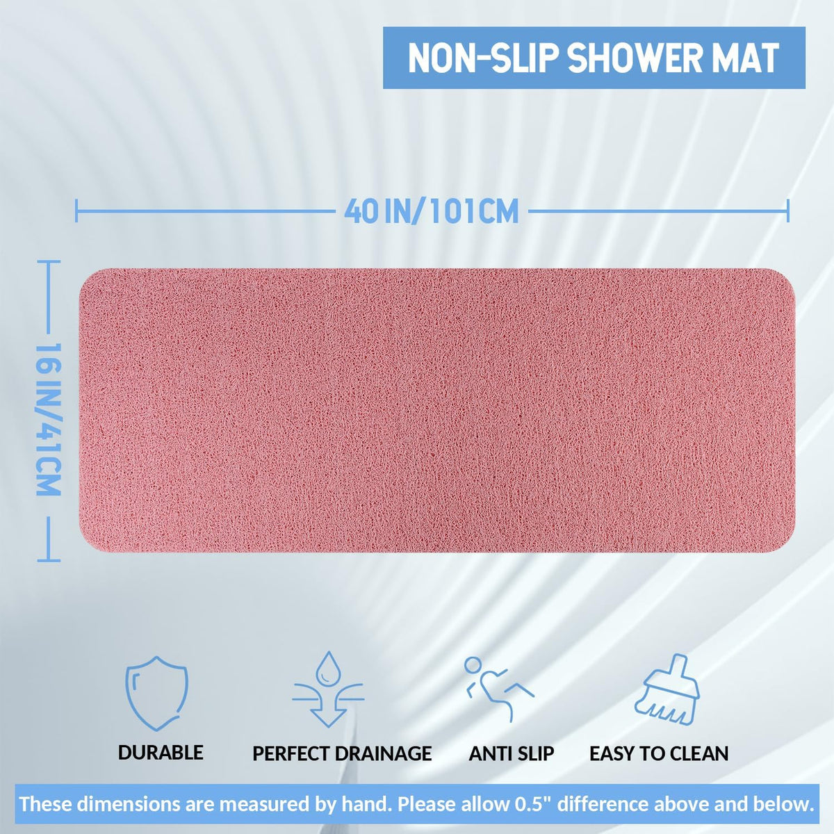 Non-Slip Bathtub Mat, Anti Slip Shower Mat, Fast Drying Bathtub Mats, Foot Scrubber Mat, Anti Slip