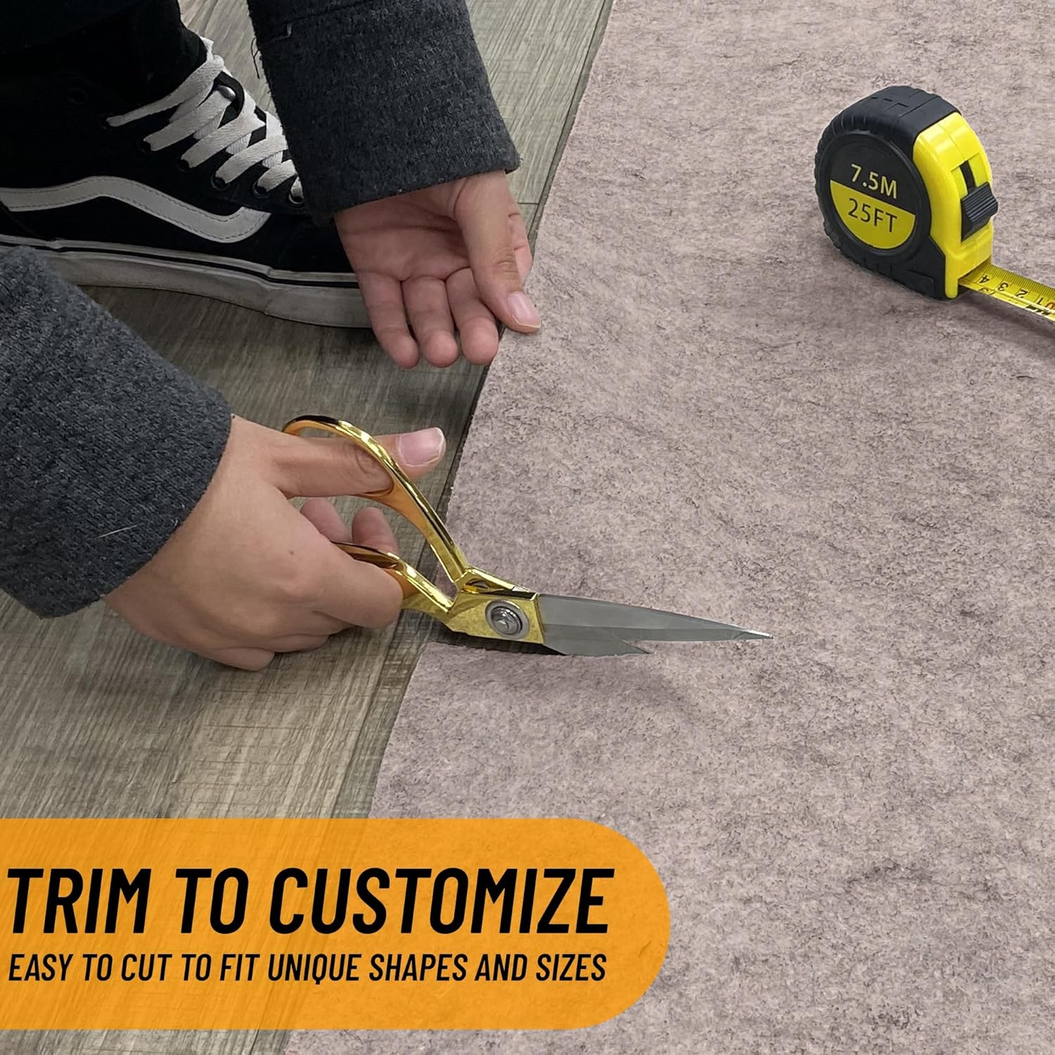 Ottomanson 8' x 9' Non-Slip Rug Pad Gripper 1/4 Inch Thick Dual Surface Felt + Rubber Gripper