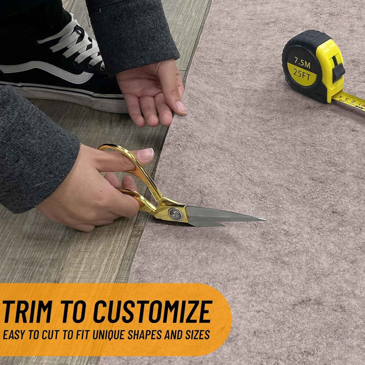Ottomanson 3' x 12' Non-Slip Rug Pad Gripper 1/4 Inch Thick Dual Surface Felt + Rubber Gripper