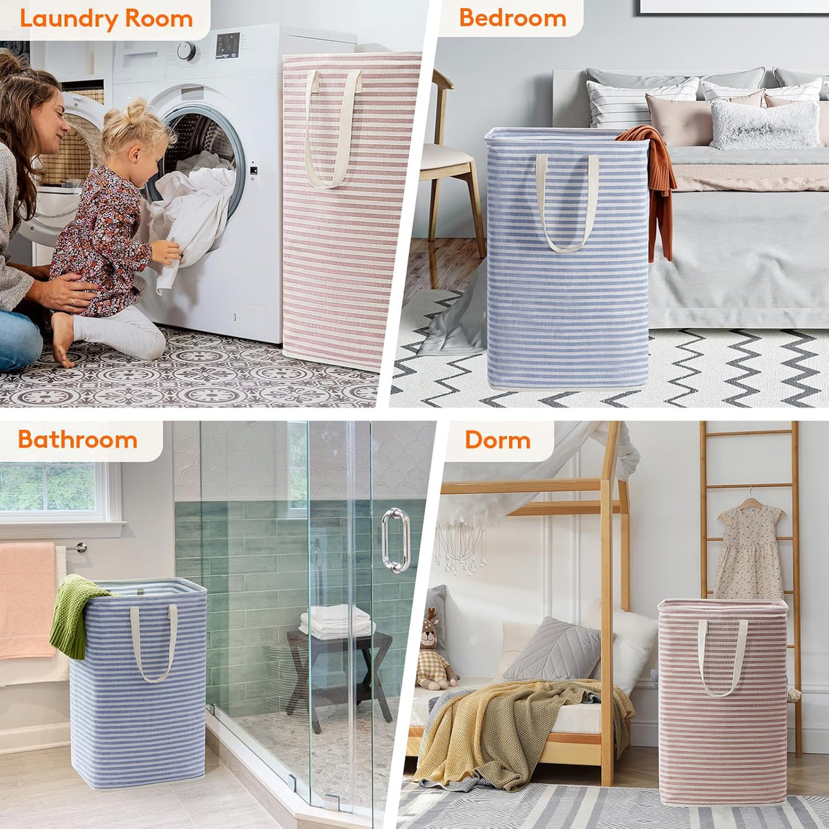 Lifewit 2 Pack Laundry Hamper Large Collapsible Laundry Basket, Freestanding Waterproof Cloth