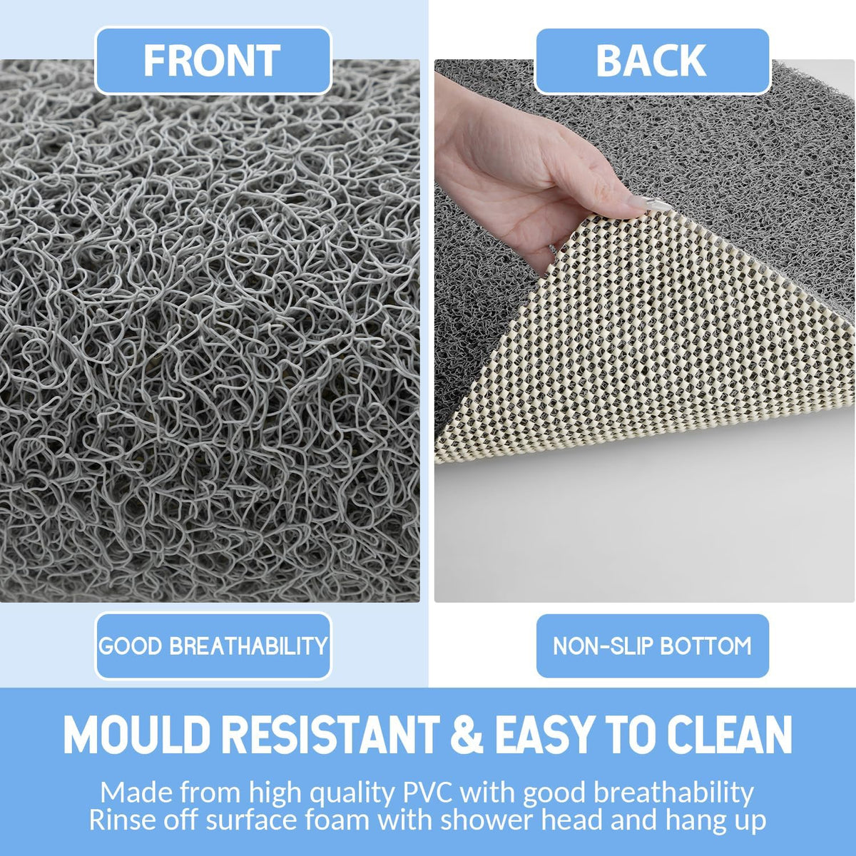 Non-Slip Bathtub Mat, Anti Slip Shower Mat, Fast Drying Bathtub Mats, Foot Scrubber Mat, Anti Slip