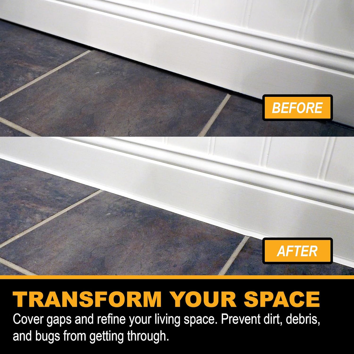 InstaTrim The Original Flexible Trim - 10ft Dark Brown 1/2" Wide Caulk Tape - Adhesive Trim with