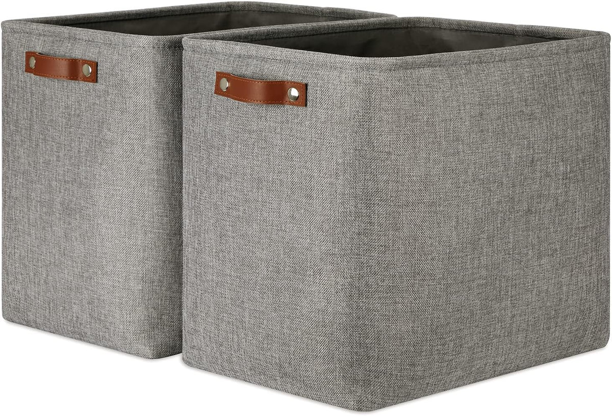 DULLEMELO Grey Storage Baskets 2 Pack Extra Large Fabric Shelf Baskets for Organizing, Closet