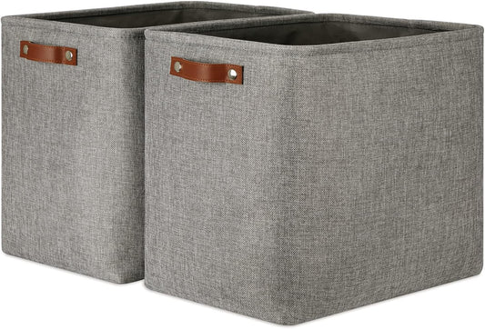 DULLEMELO Grey Storage Baskets 2 Pack Extra Large Fabric Shelf Baskets for Organizing, Closet