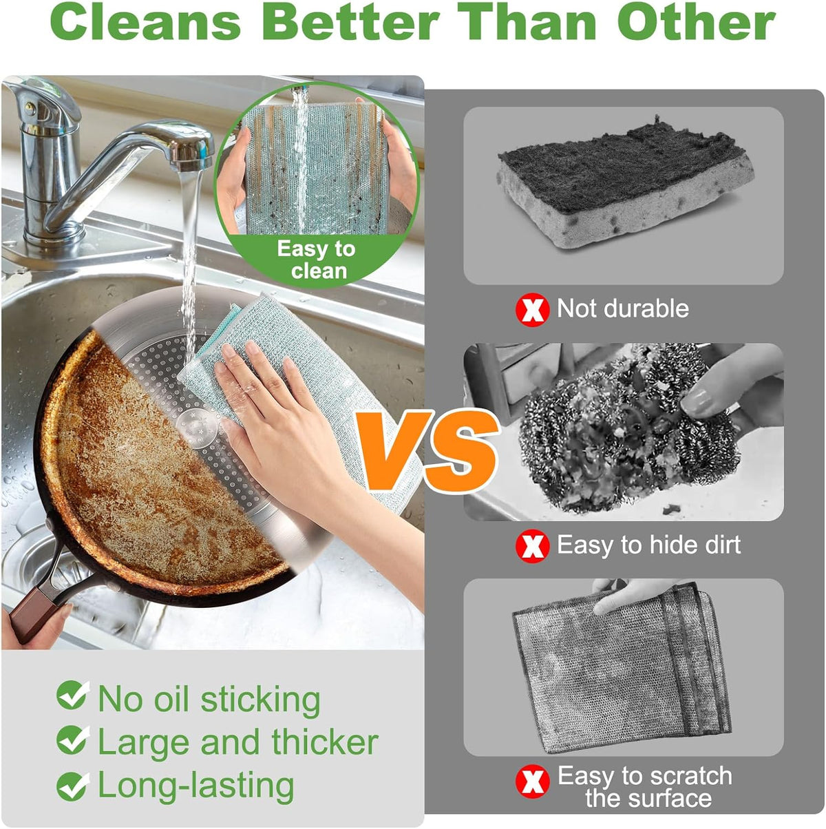 10counts Non Scratch Wire Dishcloth Multipurpose Wire Dishwashing Rag for Washing Dishes,Double