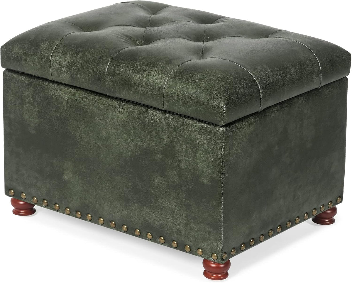 Joveco Storage Ottoman Rectangular Tufted Upholstered Ottomans with Rivet, Footrest Footstool Seat