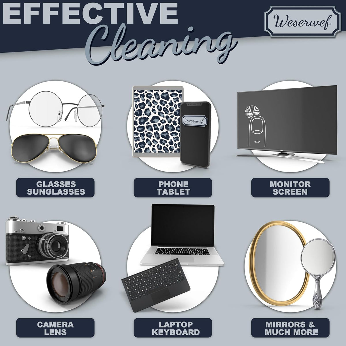 WESERWEF Design Microfiber Glasses Cleaning Cloth – Premium Cleaning Cloth for Eyeglasses, Screens