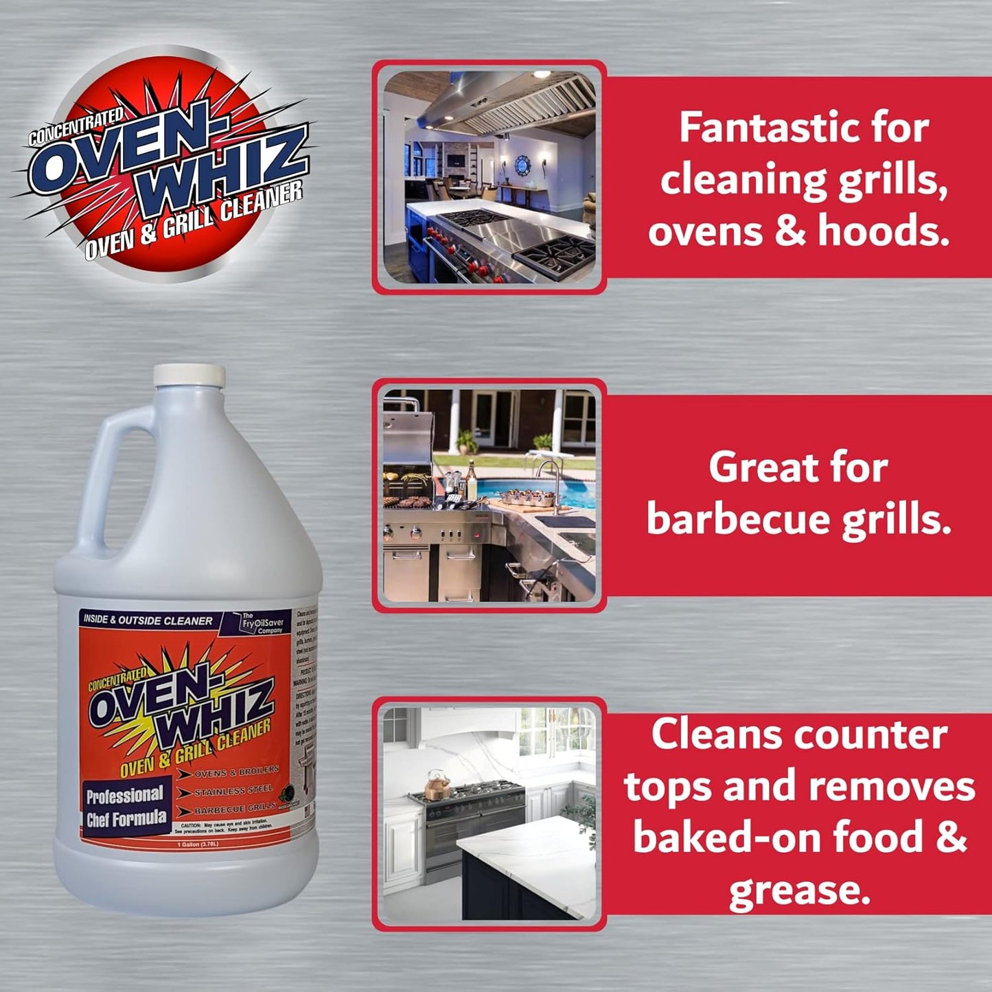 1 Gallon (128 Oz.) Oven-Whiz Oven & Grill Cleaner by FryOilSaver Co., Removes Tough Stains, Carbon