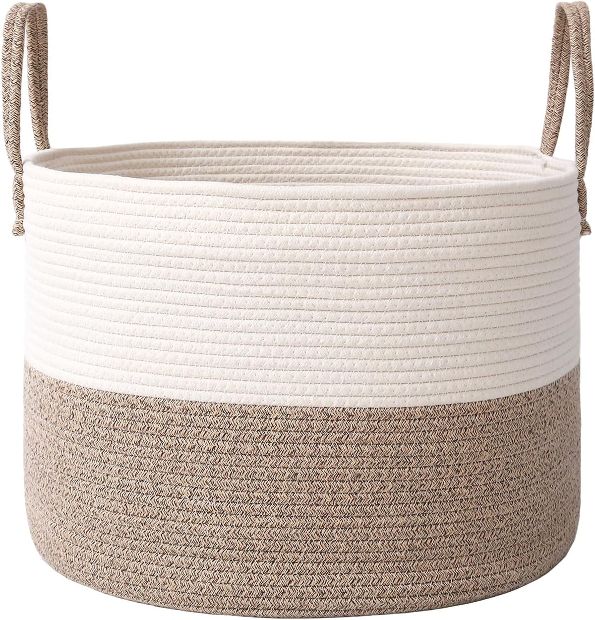 Woven Blanket Basket,115L Large Rope Storage Bin with Handles, Organizer for Blankets Toys Book and