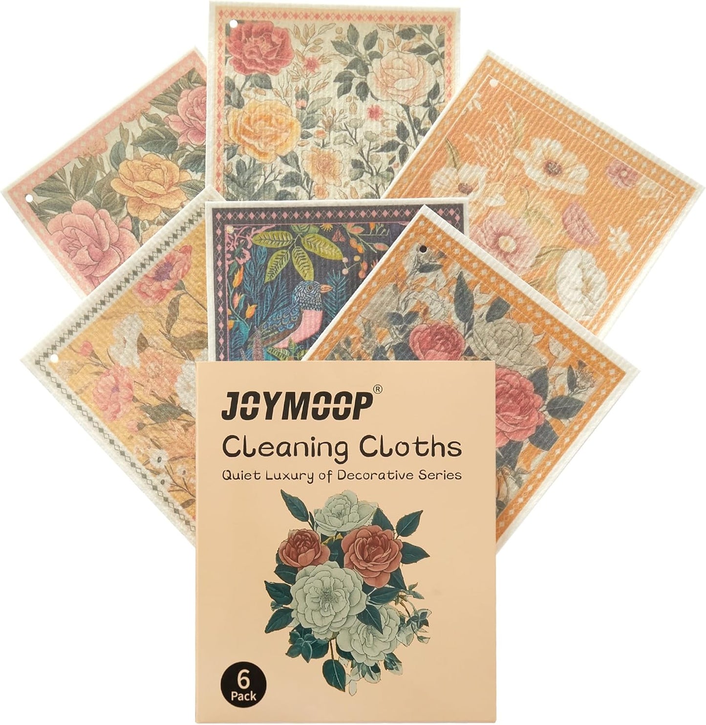 JOYMOOP 6 Pack Dishcloths for Kitchen, Reusable Absorbent Non-Scratch Cleaning Cloths, Washable