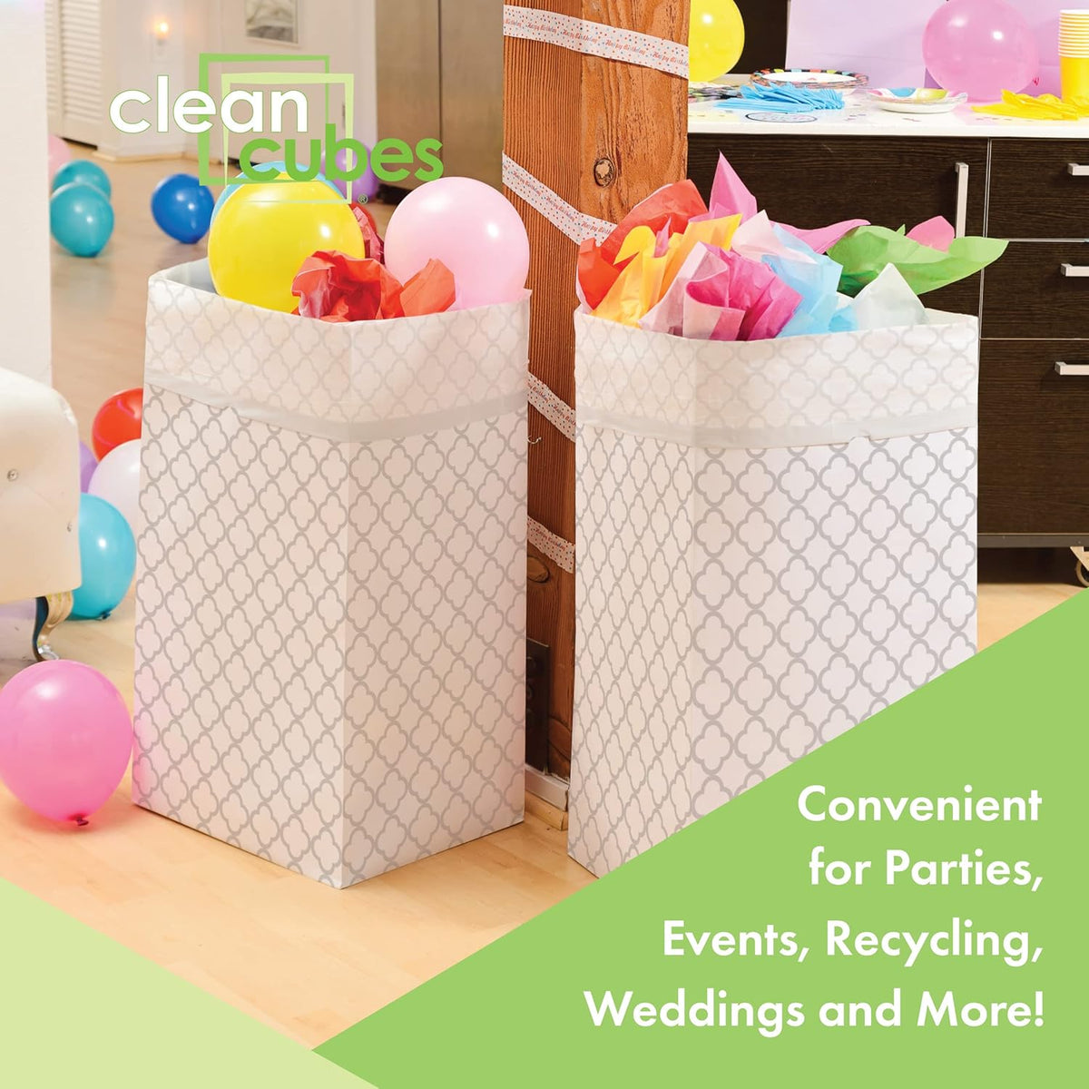 30 Gallon Disposable Pop-Up Trash Cans (3-Pack) with Fitted Bags – Foldable Garbage & Recycling