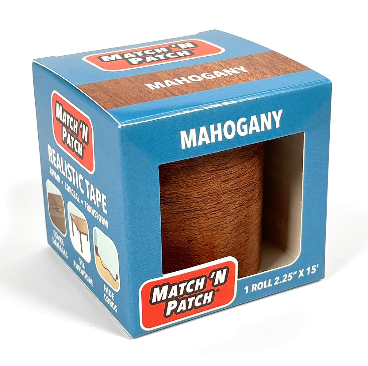 MATCH 'N PATCH Realistic Wood Grain Repair Tape - Durable Multi-Use Adhesive Tape for Furniture