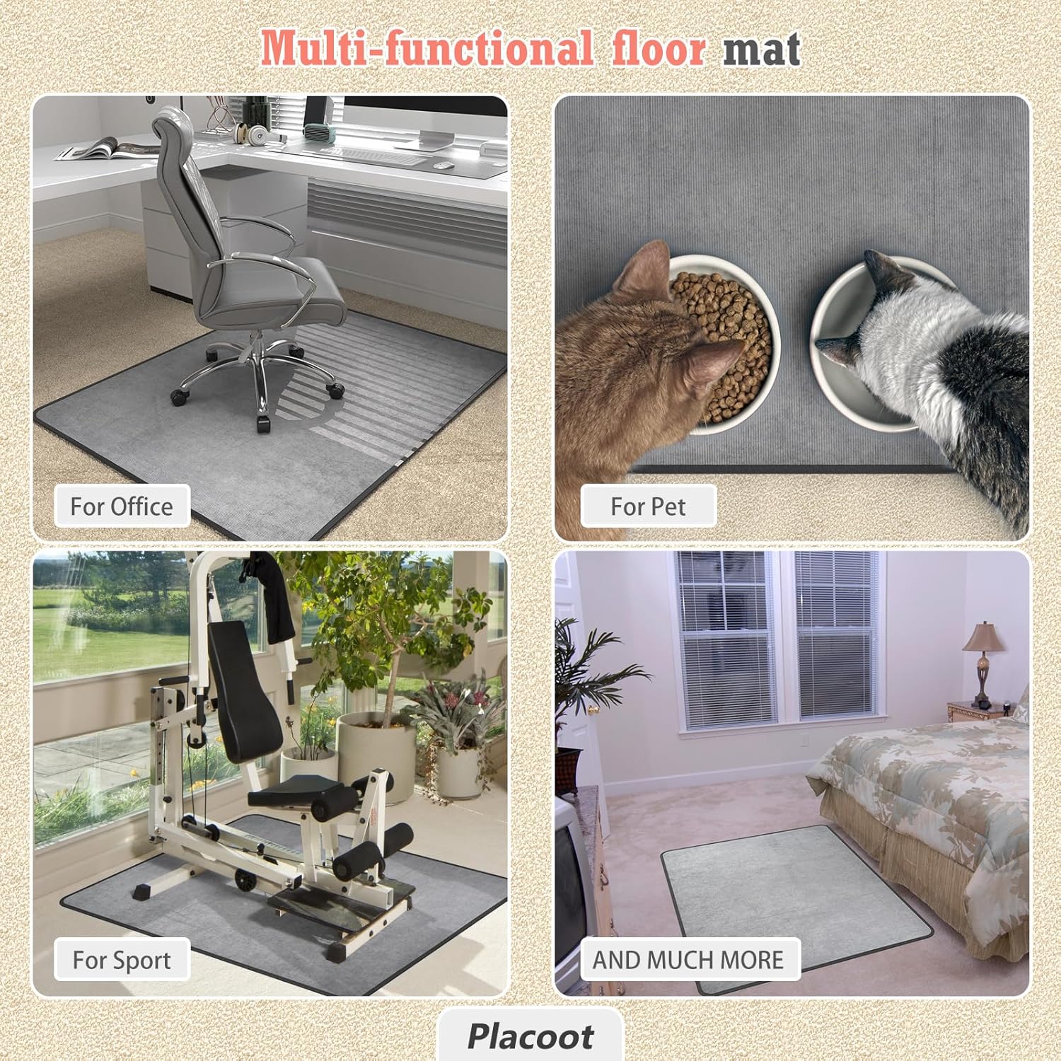 Heavy Duty Office Chair Mat for Carpet and Hardwood Floor Bohemian Desk Chair Mat Rug 36'' x 48''