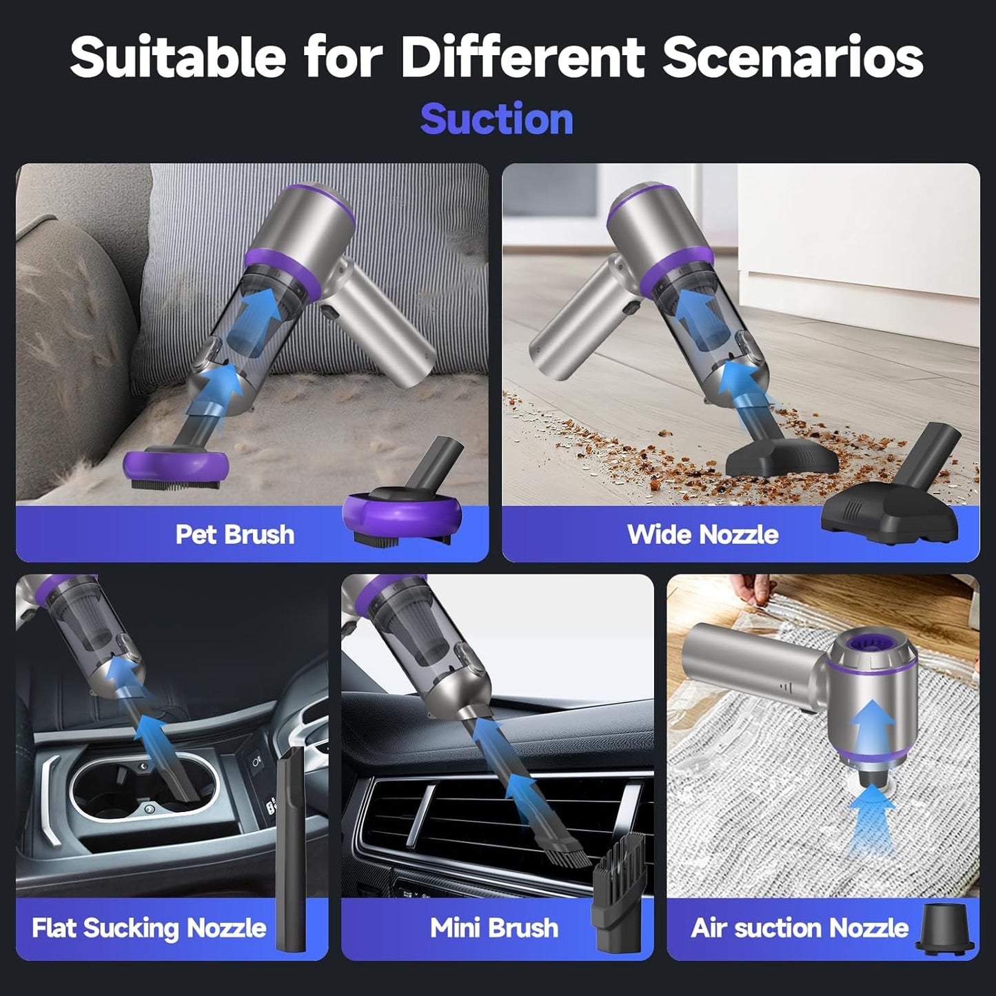 Car Vacuum Portable Cordless, 22000PA High Power handheld Vacuum Cleaner with Brushless Motor,11 in