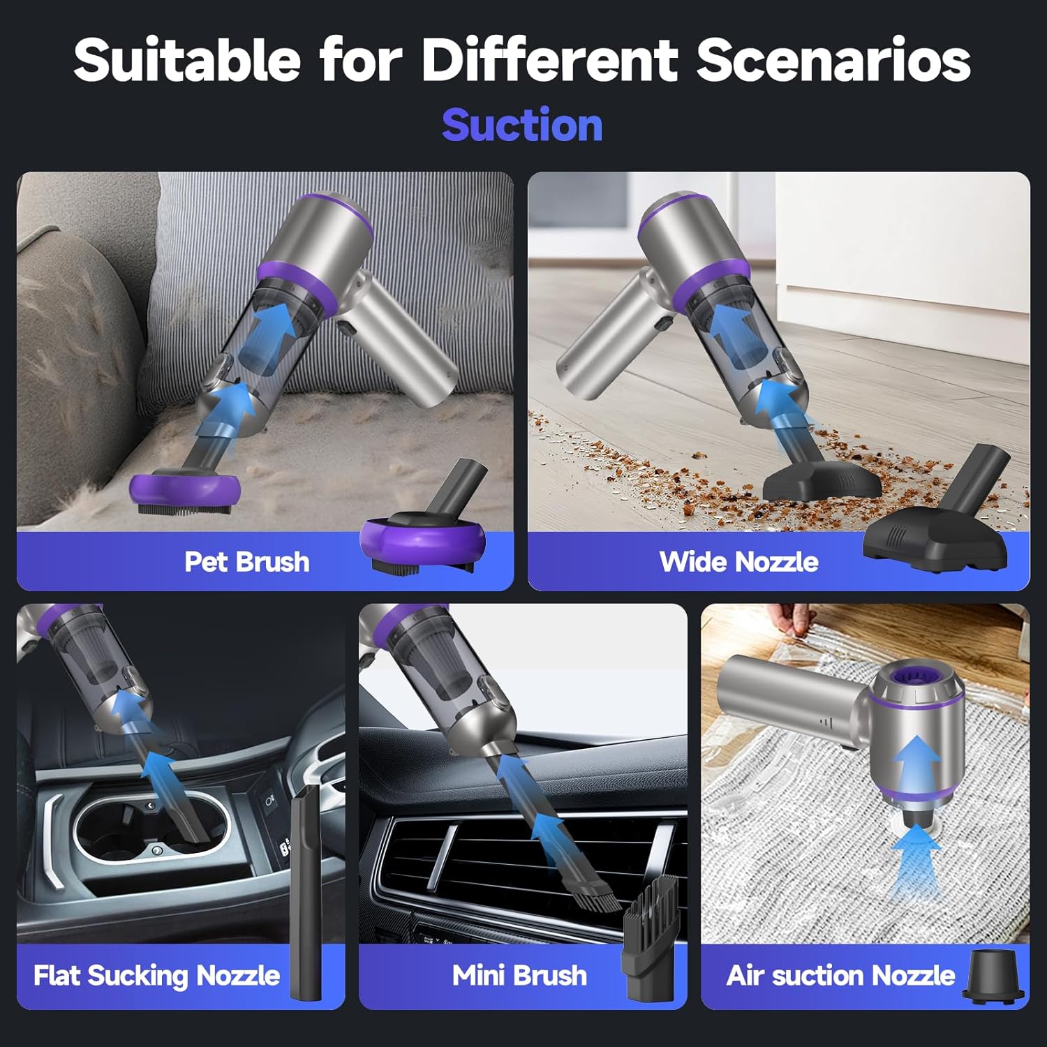 Car Vacuum Portable Cordless, 22000PA High Power handheld Vacuum Cleaner with Brushless Motor,11 in