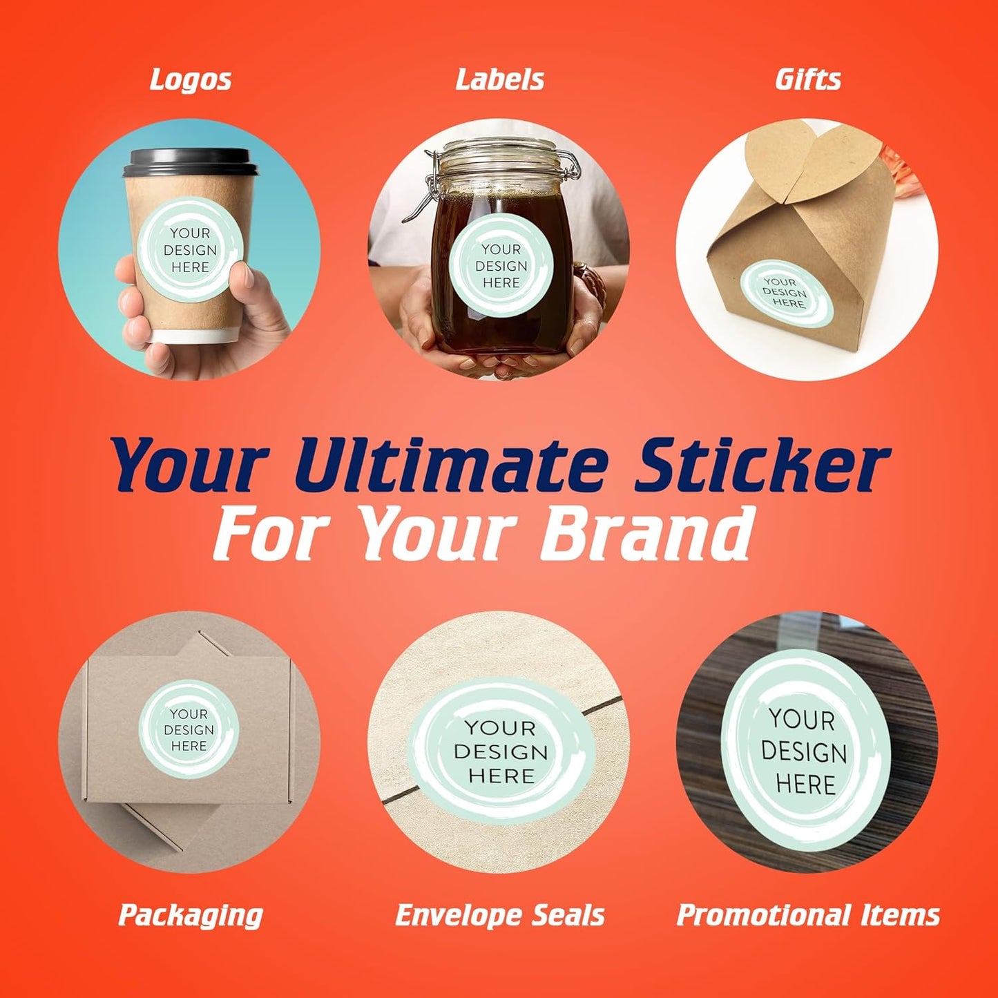 100 Custom Vinyl Stickers - Upload Your own Image, Text, Design, Logo - Personalized Logo Labels