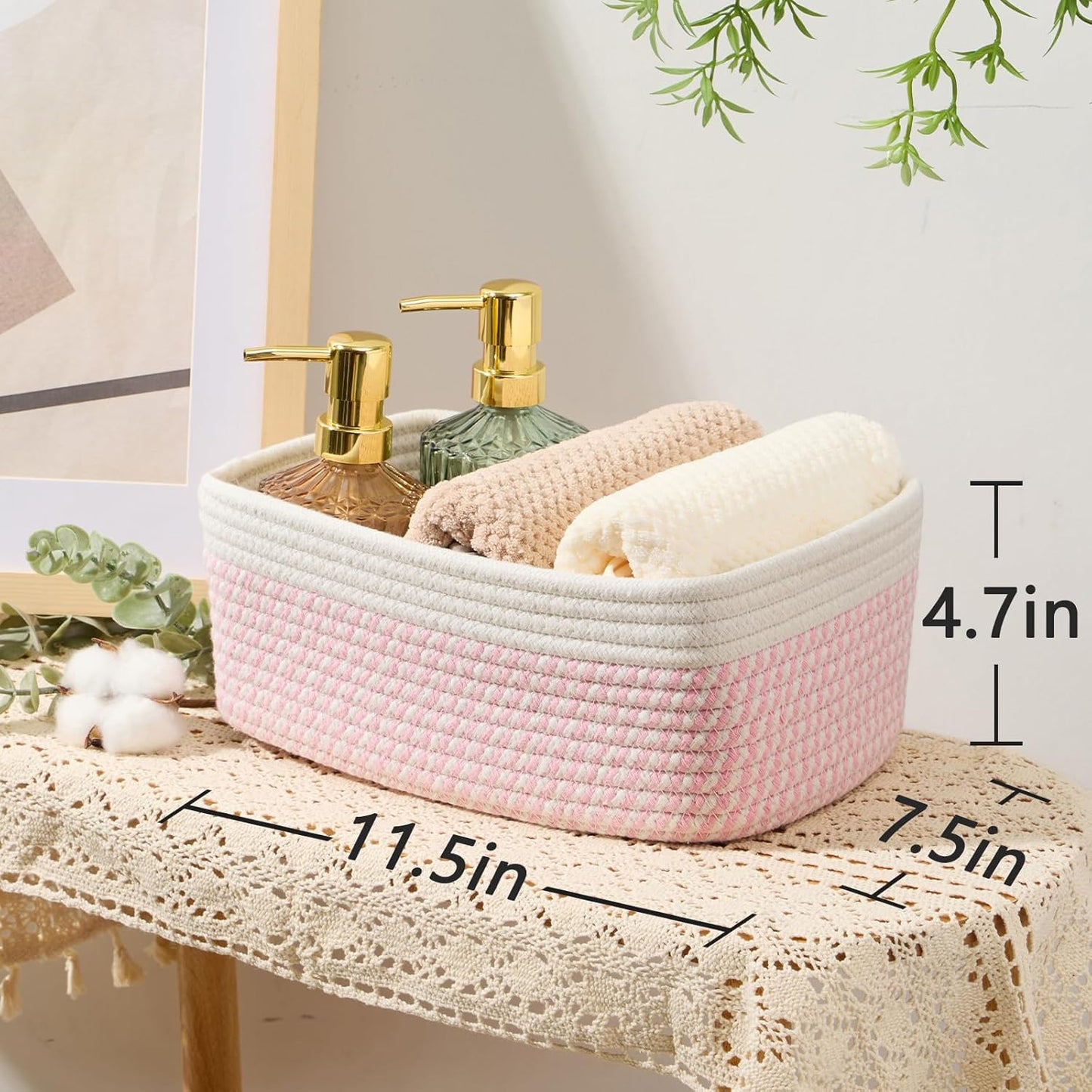 Small Storage Baskets for Organizing | Closet Organizer Bins | Shelf Toy Basket | Woven Rope