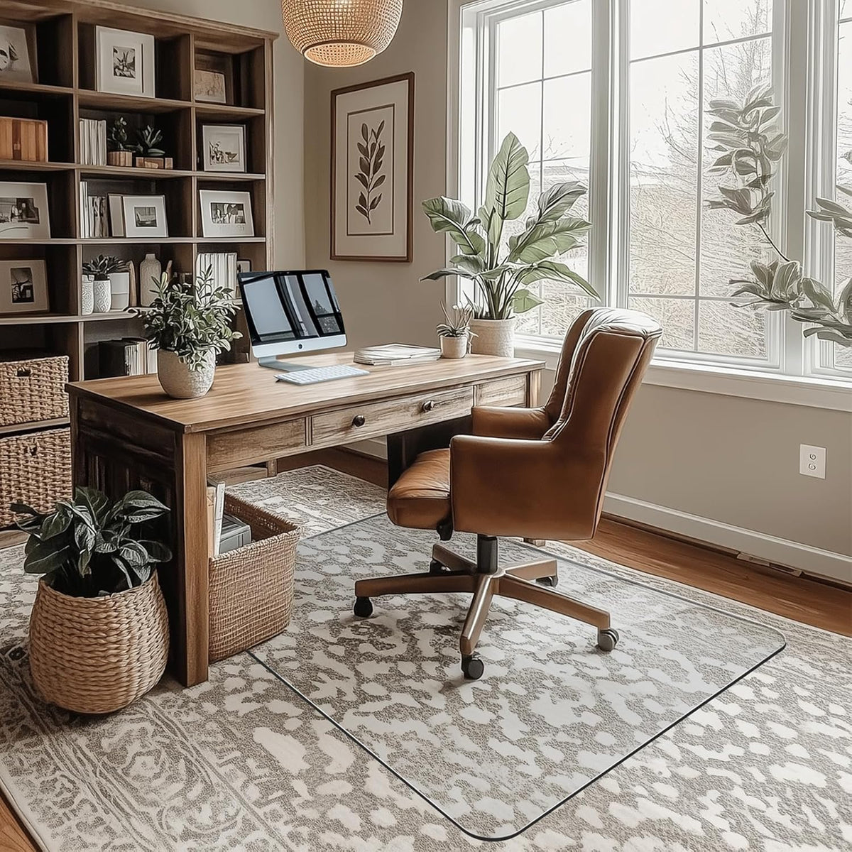 Office Chair Mat for Carpet & Hardwood, Upgraded 29" x 42" Dual Use Tempered Glass Chair Mat for