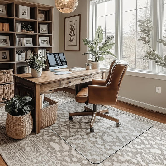 Office Chair Mat for Carpet & Hardwood, Upgraded 29" x 42" Dual Use Tempered Glass Chair Mat for