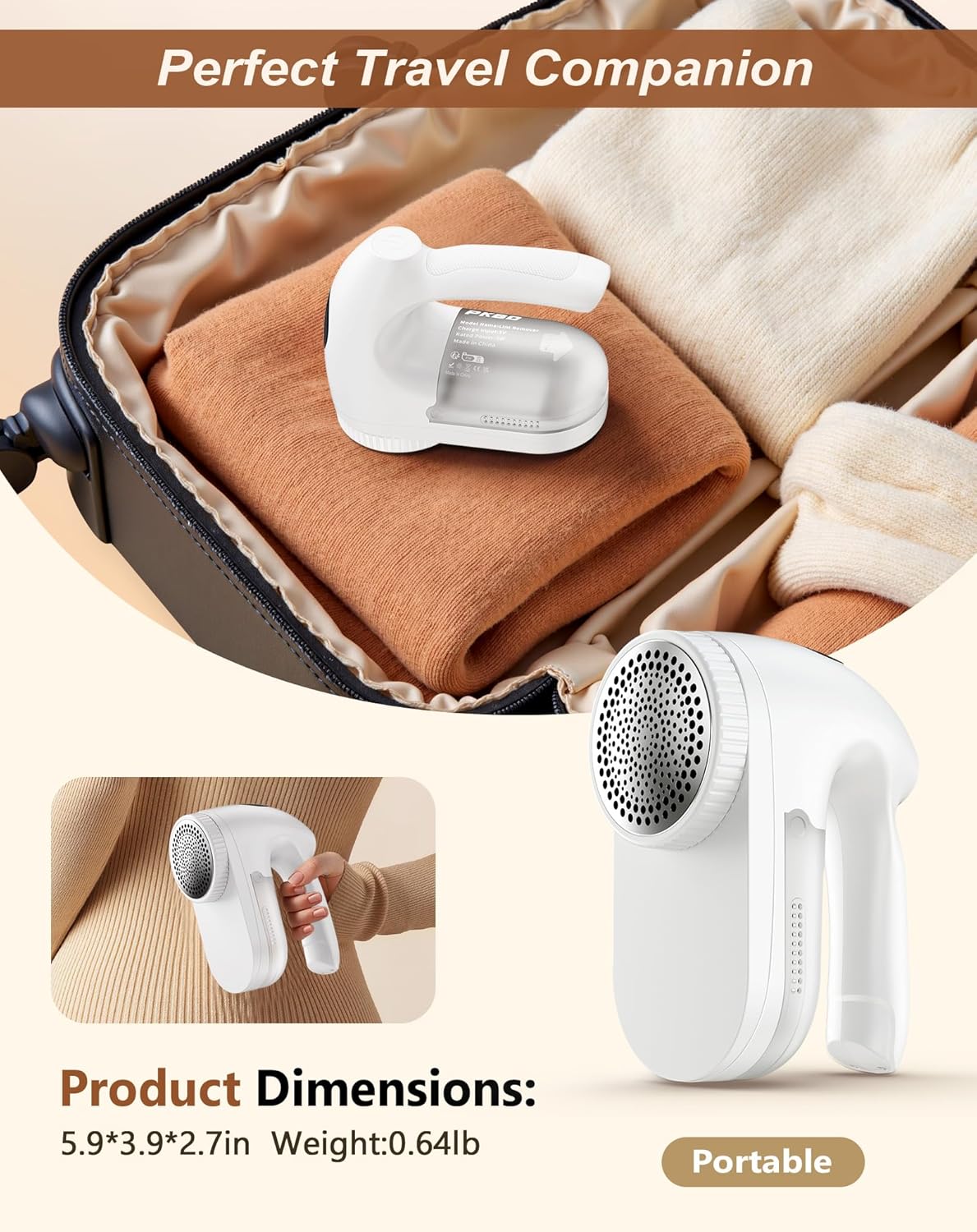 IPX6 Waterproof Washable Electric Fabric Shaver and Lint Remover, Rechargeable Sweater Defuzzer