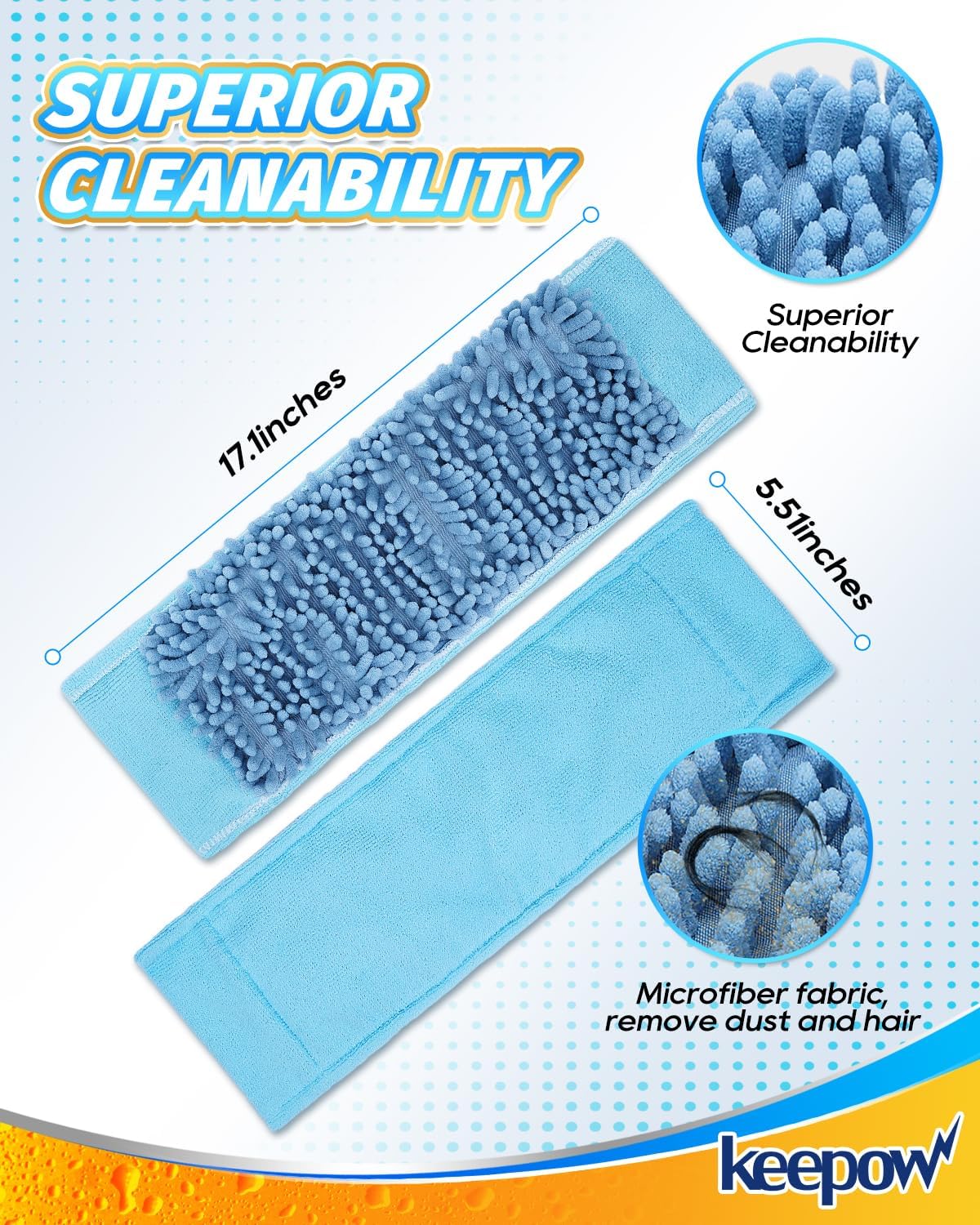 KEEPOW Microfiber Steam Mop Pad Compatible with Wagner Steamer 905e, 915e and 925e Microfiber Pads