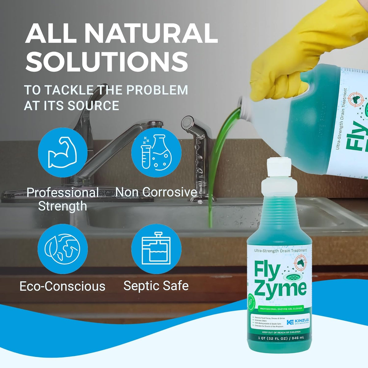 Kinzua Environmental Fly-Zyme, Highly Concentrated Enzyme Drain Cleaner for Pipes, Drain Gel for