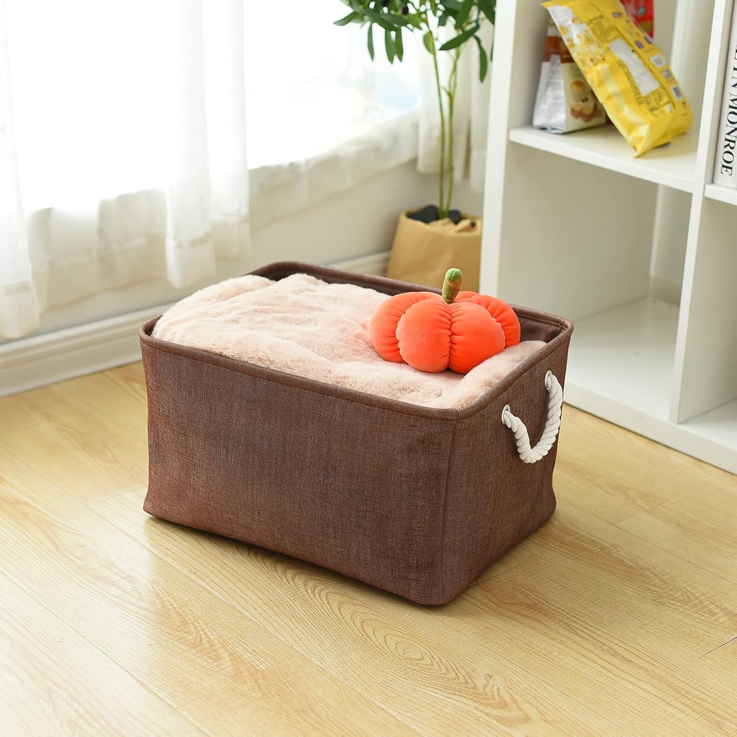 TheWarmHome Organization and Storage Basket for Organizing - 17x14x10 inch 3 Pack Fabric Storage