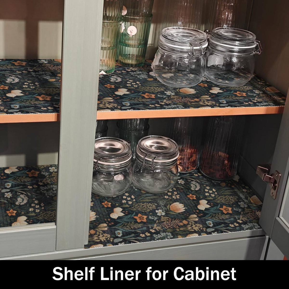 Amiitay Vintage Floral Drawer Liner, Non-Adhesive and Strong Non-Slip
