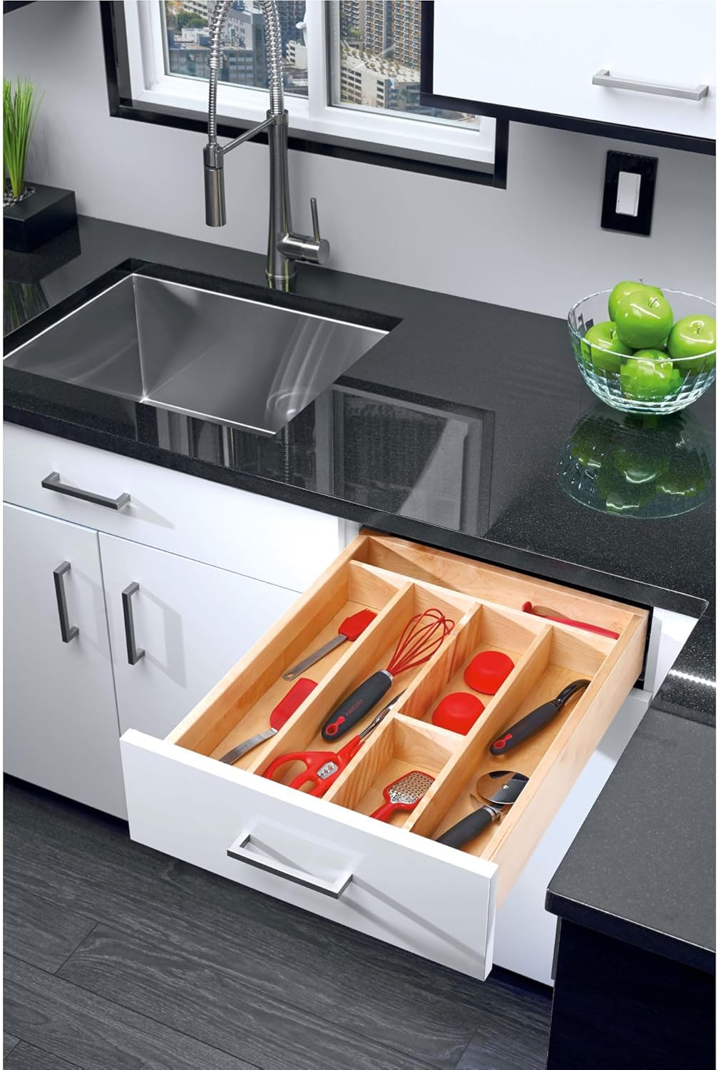 Rev-A-Shelf Trim-to-Fit Silverware Drawer Organizer For Kitchen Utensils, Cutlery Cabinet Storage