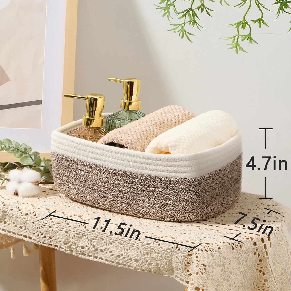 Small Storage Baskets for Organizing | Closet Organizer Bins | Shelf Toy Basket | Woven Rope