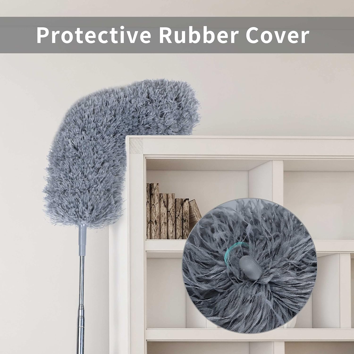 BOOMJOY Microfiber Feather Duster with 100 inches Extension Pole, Dusters for Cleaning High
