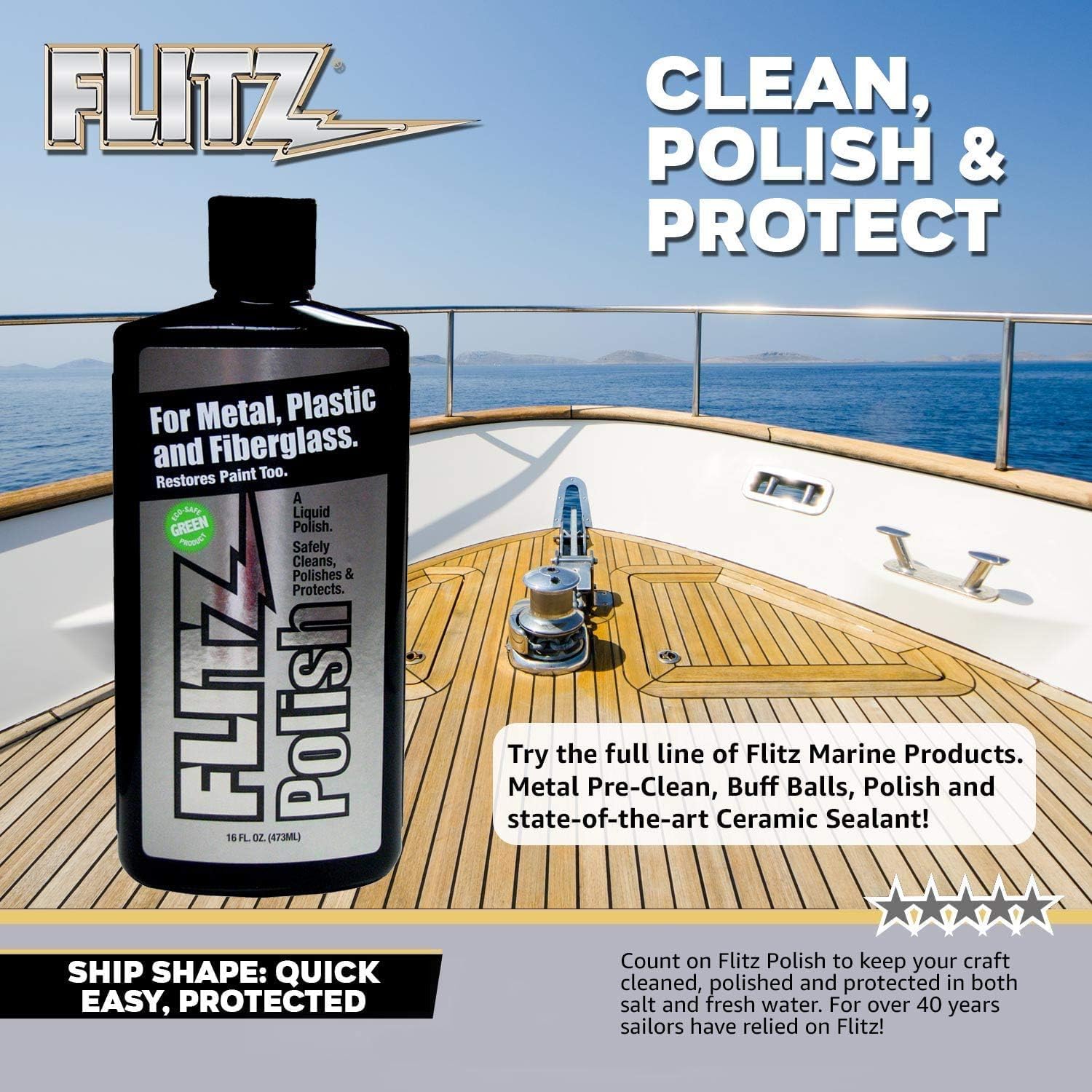 Flitz Multi Purpose Metal Polish Liquid - 3.4oz Bottle of USA-Made Tarnish Remover - For Aluminum
