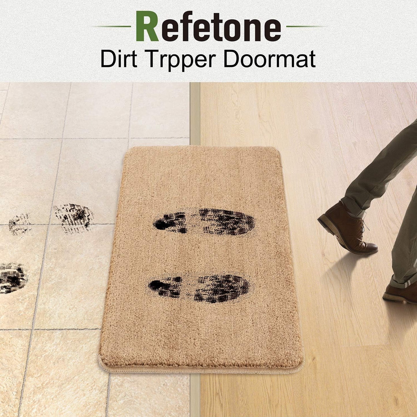 REFETONE Indoor Door Mat, Front Back Door Mat, Non-Slip Absorbent Resist Dirt Entrance Rug Inside