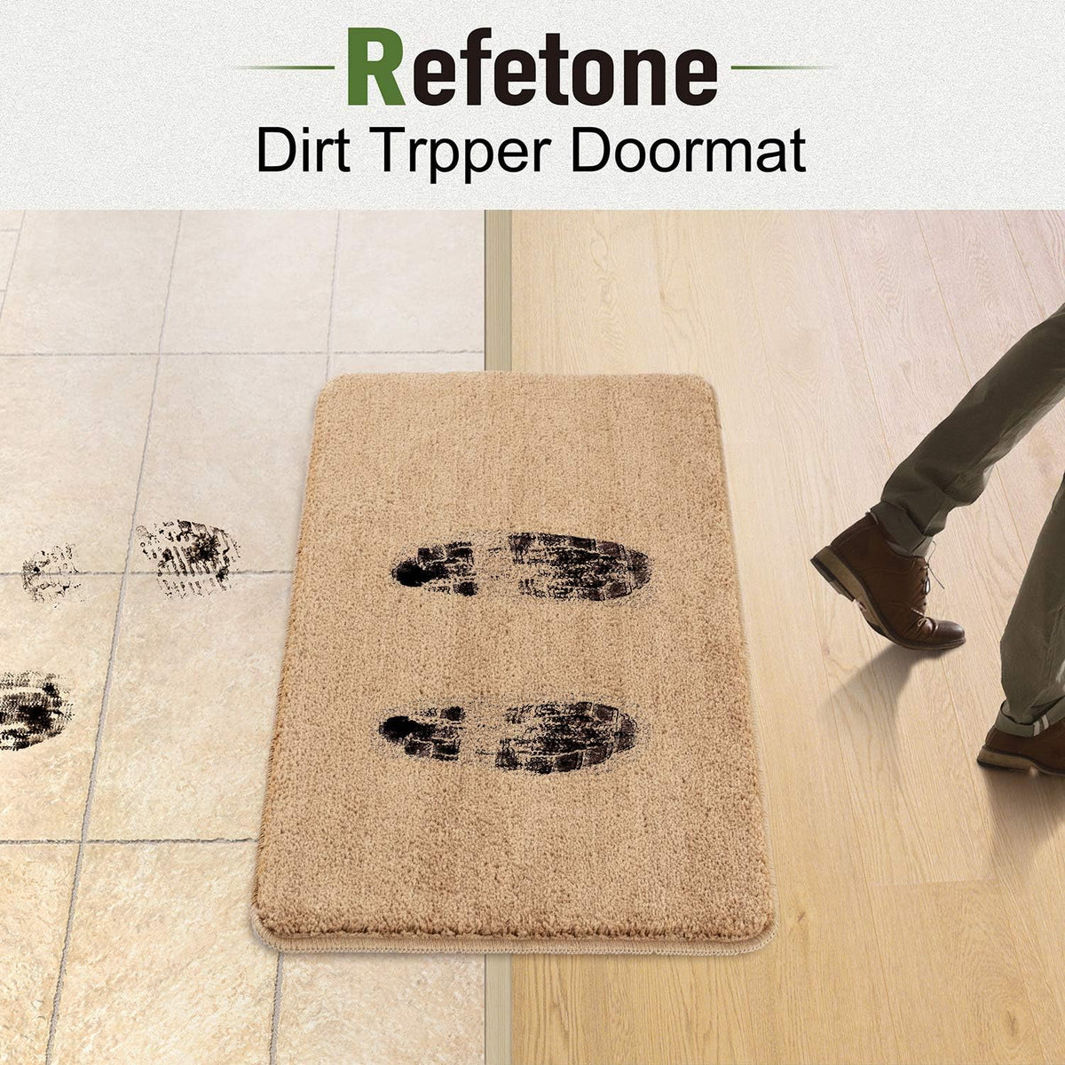 REFETONE Indoor Door Mat, Front Back Door Mat, Non-Slip Absorbent Resist Dirt Entrance Rug Inside