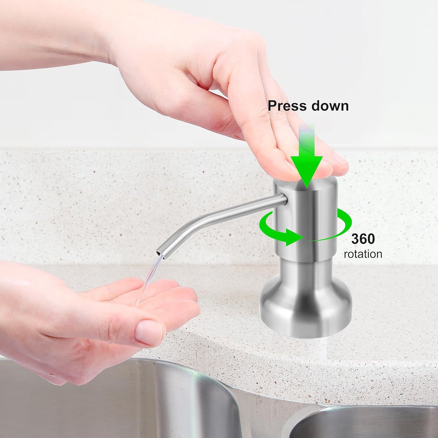 Soap Dispenser for Kitchen Sink, Sink Soap Dispenser with Longer Threaded Shaft Shank, 47"